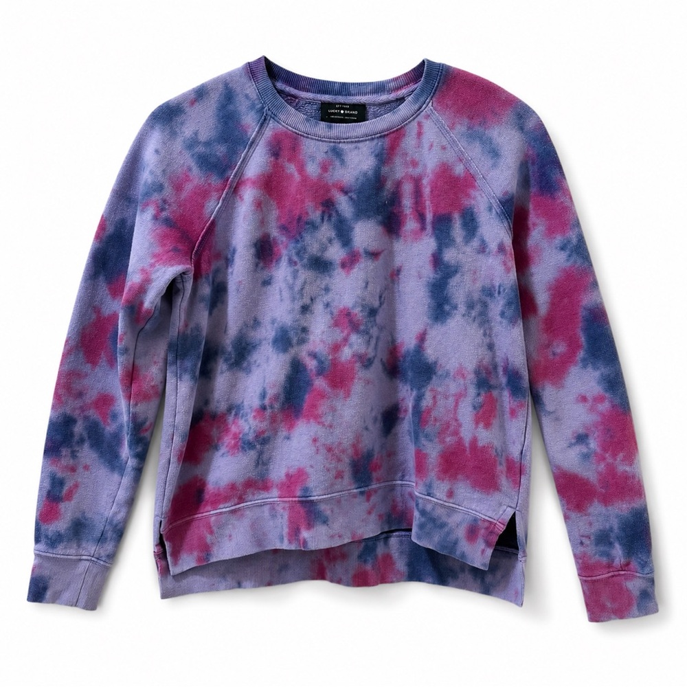 Lucky Brand Purple Pink Blue Tie Dye Sweatshirt Boho Cozy Pullover boho S